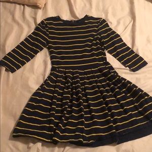 Navy blue and yellow striped dress